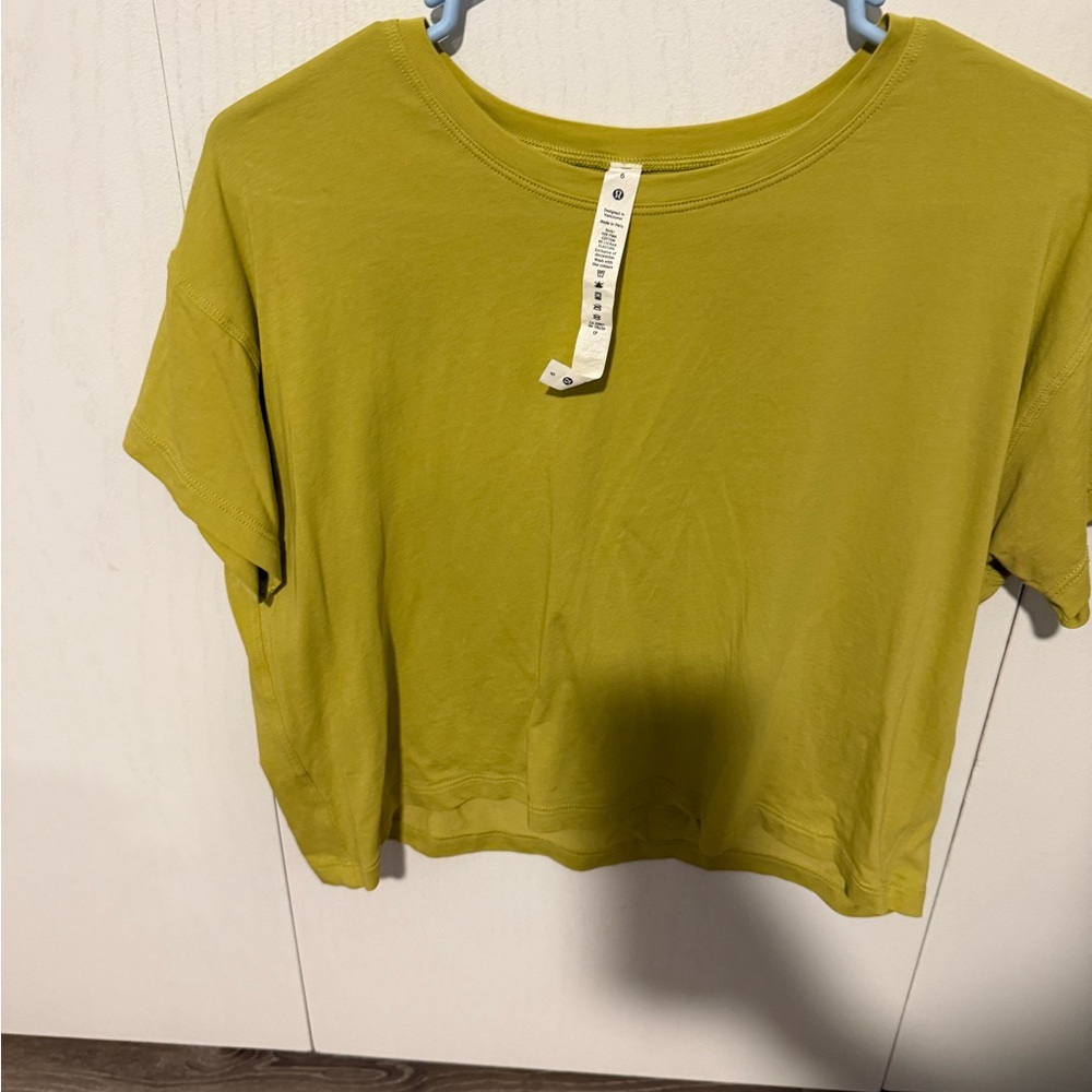 Lululemon Athletica Yellow Crop Boxy T-Shirt